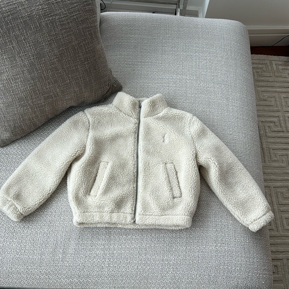Like-new kids Polo bomber jacket. Off white/ cream color.